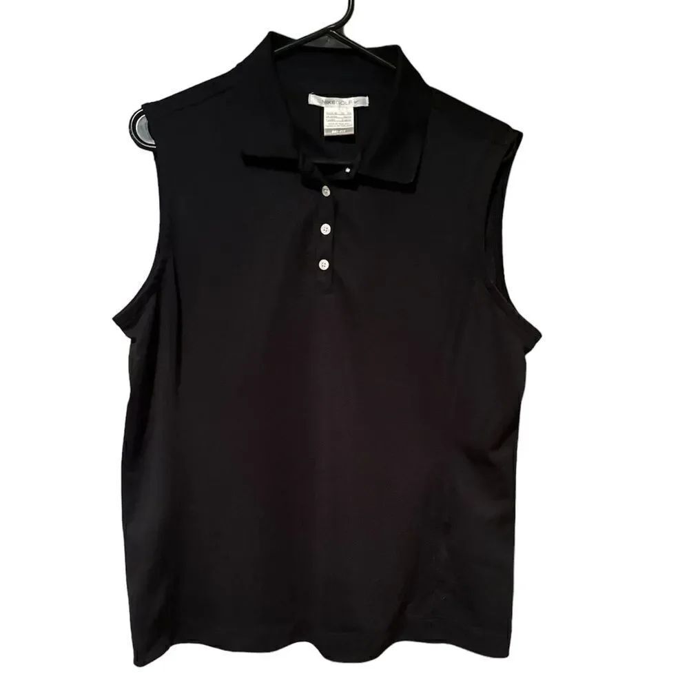 Nike Golf Black Sleveless Golfing Shirt Dri Fit Size XLarge